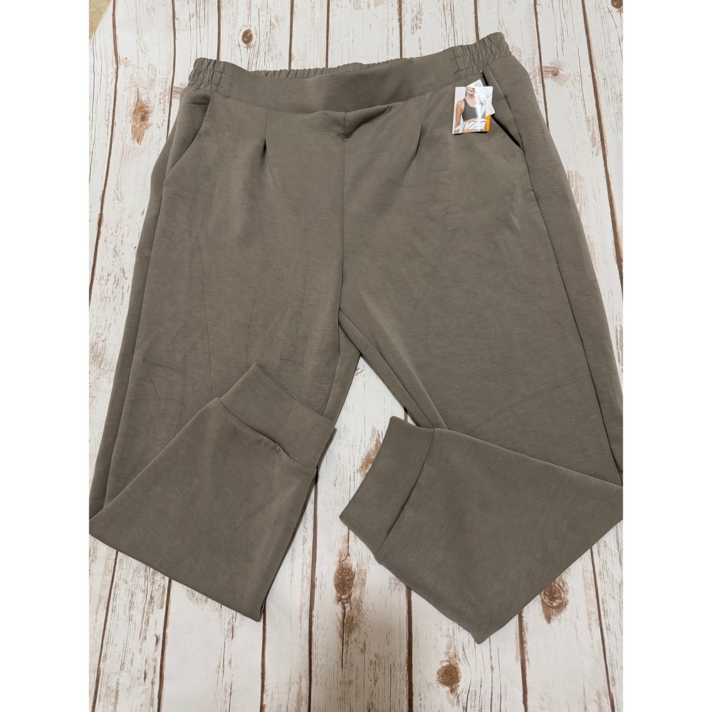 Avia Womens Commuter Jogger Pants Olive Green Pleated Front Pockets NWT Size XL